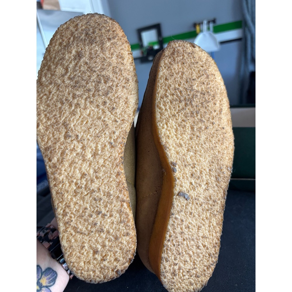 Clarks Wallabees Womens 6 Tan Deerskin Suede Moccasin Crepe Sole Shoes P124TS - Picture 7 of 8